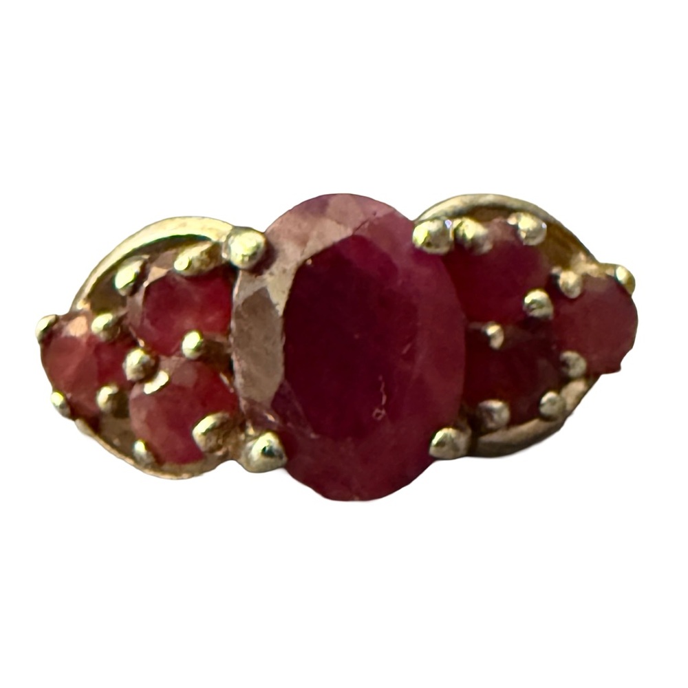Sterling Silver and Red Gemstone Ring